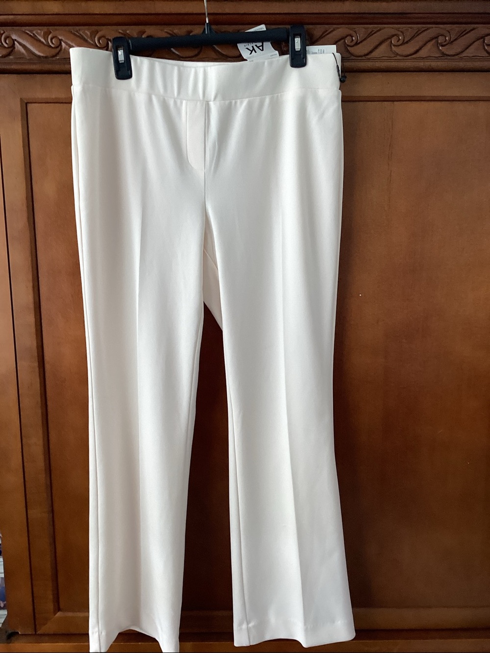 Anne Klein Cream Wide-Leg Pull-On Pants